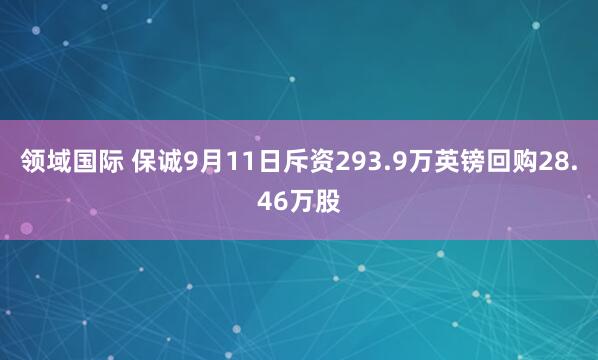 领域国际 保诚9月11日斥资293.9万英镑回购28.46万股