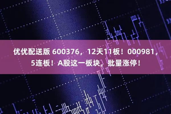 优优配送版 600376，12天11板！000981，5连板！A股这一板块，批量涨停！