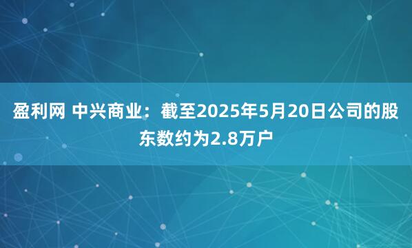 盈利网 中兴商业：截至2025年5月20日公司的股东数约为2.8万户