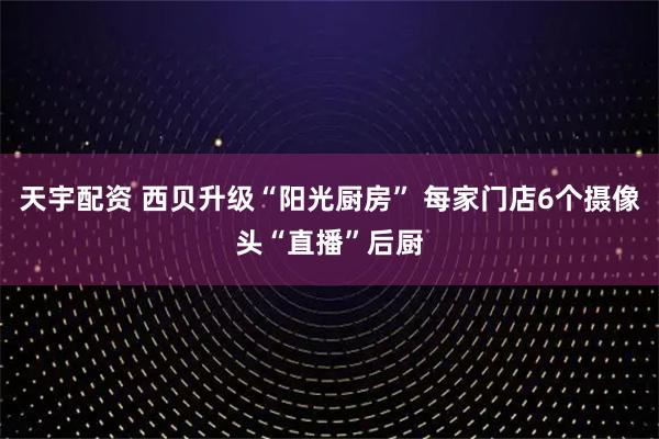 天宇配资 西贝升级“阳光厨房” 每家门店6个摄像头“直播”后厨